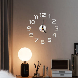 3D Modern Mirror Digital Display Home Use Art Modern European Style Wall Clock DIY Stickers Home Decoration Accessories Watch