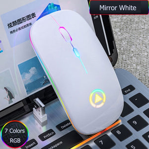 A2 7 Colors Backlit Mosue Silent Mute Rechargeable Wireless Mouse Computer Accessories for Home Office Games
