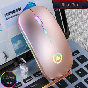 A2 7 Colors Backlit Mosue Silent Mute Rechargeable Wireless Mouse Computer Accessories for Home Office Games